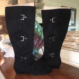 Aerosole faux suede tall black boots 8.5M
